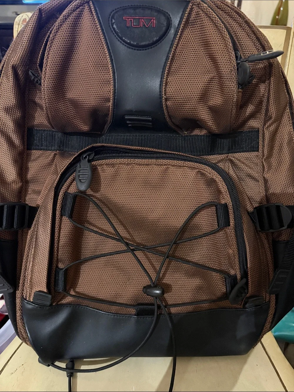 Tumi Brown and Black Men's Backpack with Front Bungee
